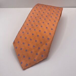 🔴SOLD🔴 Brooks Brothers Men's Tie 100% Silk - Orange/Blue Geometric Made In USA